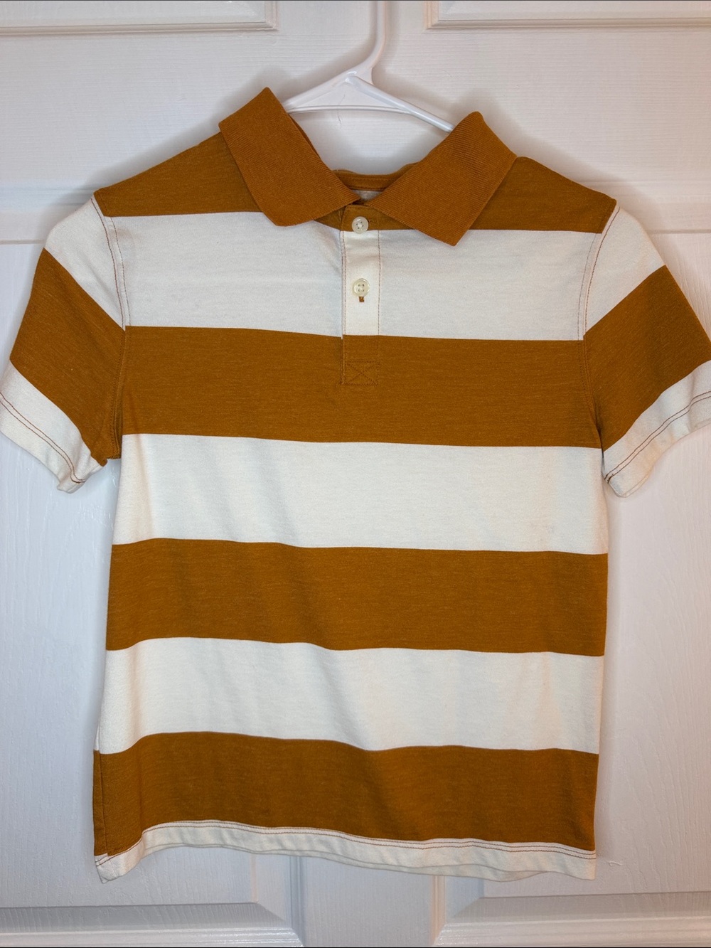 Cat & Jack Mustard and White Striped Polo